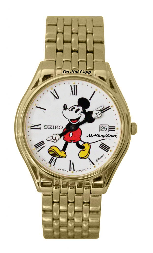 NEW Ladies Disney Mickey Mouse Gold SEIKO Date Watch